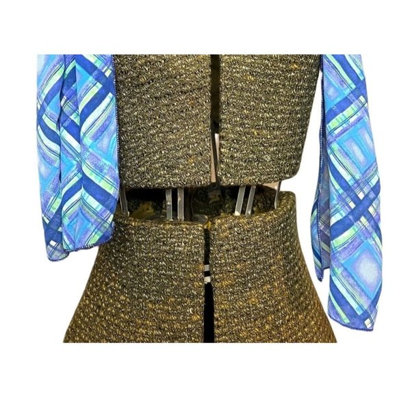 Blue Fashion Plaid Scarf 62" Lightweight Rectangle - Picture 4 of 4